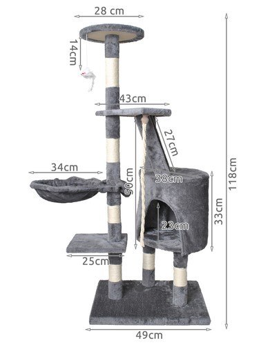 Drzewko dla kota 118cm szare Purlov