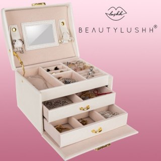 Szkatułka/ kuferek na biżuterię - beżowy Beautylushh