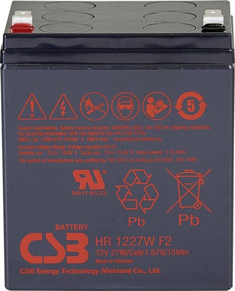 Akumulator HR1227WF2 27W@15min 6.5Ah 3-5lat Akumulator HR1227WF2 27W@15min 6.5Ah 3-5lat
