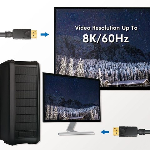 Kabel DisplayPort 8K 60Hz,4K/120Hz 5m Czarny Kabel DisplayPort 8K 60Hz,4K/120Hz 5m Czarny