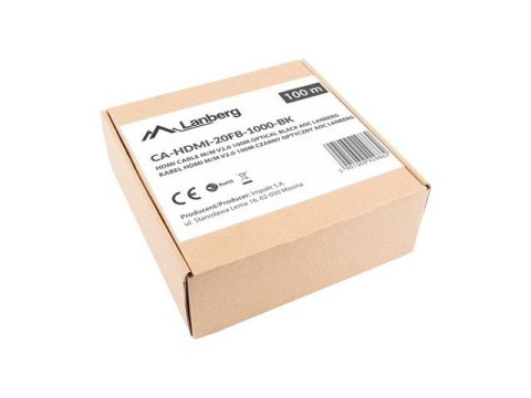 Kabel HDMI M/M v2.0 CA-HDMI-20FB-1000-BK 100m czarny Kabel HDMI M/M v2.0 CA-HDMI-20FB-1000-BK 100m czarny