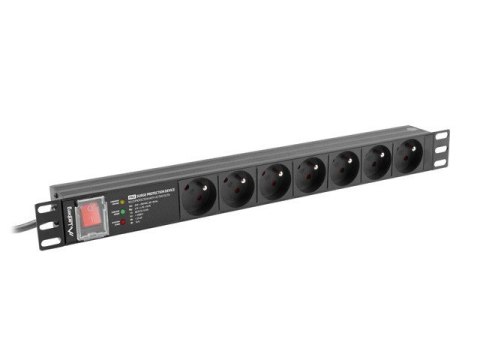 Listwa zasilająca rack PDU 19 cali 1U 16A 7X 230V PL SPD-3MP 2m czarna Listwa zasilająca rack PDU 19 cali 1U 16A 7X 230V PL SPD-3MP 2m czarna