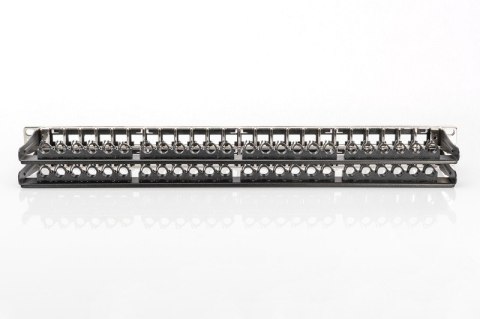 Modułowy panel krosowy (patch panel) o dużej gęstości połączeń, 19" 48x keystone, ekranowany, 1U, Czarny Modułowy panel krosowy (patch panel) o dużej gęstości połączeń, 19" 48x keystone, ekranowany, 1U, Czarny