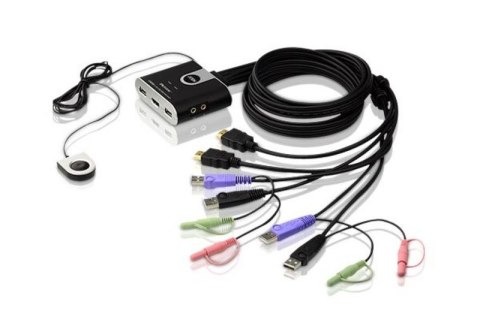 Przełącznik KVM 2-portowy USB HDMI/Audio ze zdalnym selektorem portu Przełącznik KVM 2-portowy USB HDMI/Audio ze zdalnym selektorem portu