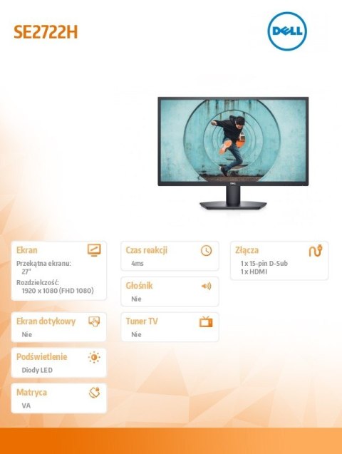 Monitor SE2722H 27 cali LED VA 1920x1080/HDMI/VGA/3Y Monitor SE2722H 27 cali LED VA 1920x1080/HDMI/VGA/3Y