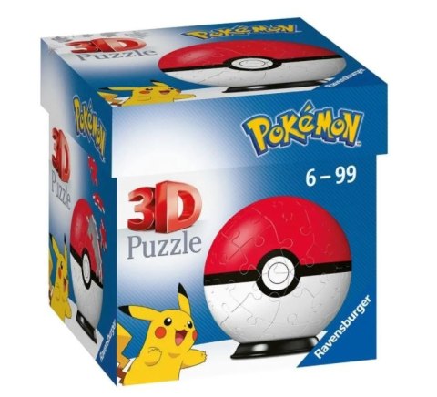 Puzzle 54 elementy 3D Kula, Pokemon czerwona Puzzle 54 elementy 3D Kula, Pokemon czerwona