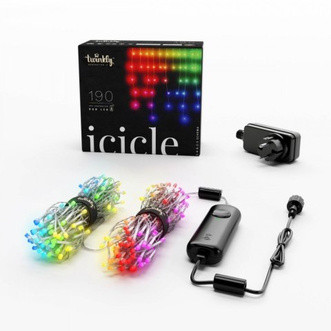 Inteligentne lampki sople Icicle 190 RGB LED, 5x0,5 m, IP44, przezroczysty przewód Inteligentne lampki sople Icicle 190 RGB LED, 5x0,5 m, IP44, przezroczysty przewód
