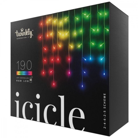 Inteligentne lampki sople Icicle 190 RGB LED, 5x0,5 m, IP44, przezroczysty przewód Inteligentne lampki sople Icicle 190 RGB LED, 5x0,5 m, IP44, przezroczysty przewód