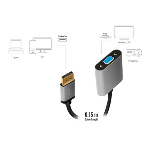 Adapter DP do VGA 1080p 60Hzc Aluminiowy 0.15m Adapter DP do VGA 1080p 60Hzc Aluminiowy 0.15m