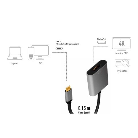 Adapter USB-C do DP/F, 4K/60Hz, Aluminiowy 0.15m Adapter USB-C do DP/F, 4K/60Hz, Aluminiowy 0.15m