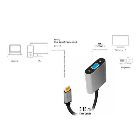 Adapter USB-C do VGA, 1080p, aluminiowy 0.15m Adapter USB-C do VGA, 1080p, aluminiowy 0.15m