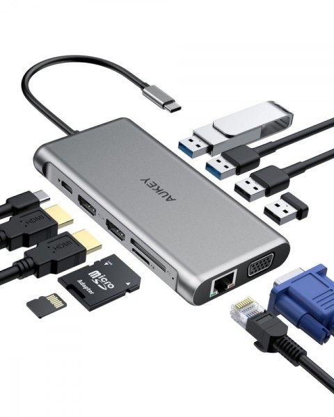 CB-C78 aluminiowy HUB USB-C | 12w1 | RJ45 Ethernet 10/100/1000Mbps | 2xUSB 3.1 | 2xUSB 2.0 | 2xHDMI 4k@30Hz | VGA | SD i microSD CB-C78 aluminiowy HUB USB-C | 12w1 | RJ45 Ethernet 10/100/1000Mbps | 2xUSB 3.1 | 2xUSB 2.0 | 2xHDMI 4k@30Hz | VGA | SD i microSD