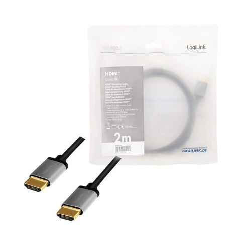 Kabel HDMI 4K/60Hz, aluminium 2m Czarny Kabel HDMI 4K/60Hz, aluminium 2m Czarny