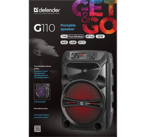 Głośnik Bluetooth G110 12W LED/BT/FM/TF/USB/AUX Głośnik Bluetooth G110 12W LED/BT/FM/TF/USB/AUX