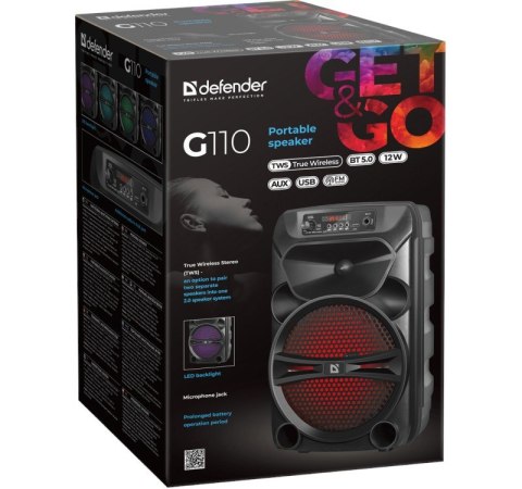 Głośnik Bluetooth G110 12W LED/BT/FM/TF/USB/AUX Głośnik Bluetooth G110 12W LED/BT/FM/TF/USB/AUX