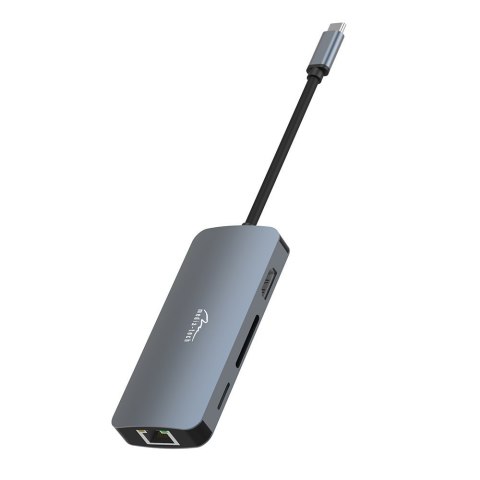 HUB USB-C 8 portów MT5044 3xUSB-A 3.0, 1xUSB-C PD, 1xRJ45, 1xHDMI 4K, 1xSD 1xMicro SD HUB USB-C 8 portów MT5044 3xUSB-A 3.0, 1xUSB-C PD, 1xRJ45, 1xHDMI 4K, 1xSD 1xMicro SD