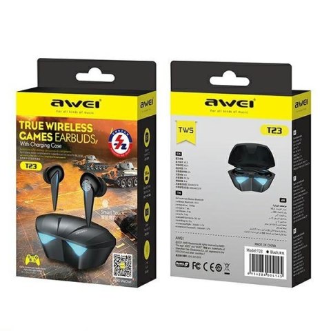 Słuchawki Bluetooth 5.0 TWS Gaming T23 Czarne Słuchawki Bluetooth 5.0 TWS Gaming T23 Czarne