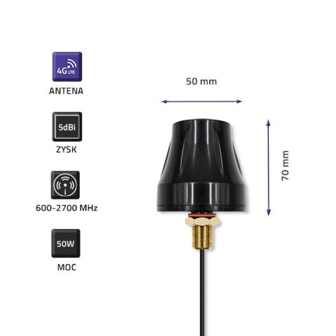 Antena 4G LTE dookólna DUAL | 5dBi | Zewnętrzna Antena 4G LTE dookólna DUAL | 5dBi | Zewnętrzna