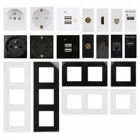 Gniazdo USB x2 z ładowarką pasuje do szklanych ramek MCE728B Czarne Gniazdo USB x2 z ładowarką pasuje do szklanych ramek MCE728B Czarne