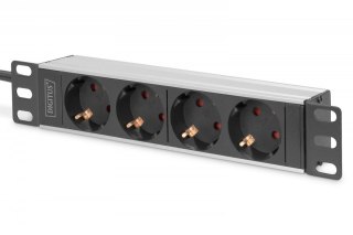 Listwa zasilająca do szaf 10" RACK 4xSchuko, 2m 1xUnischuko, 16A, aluminiowa