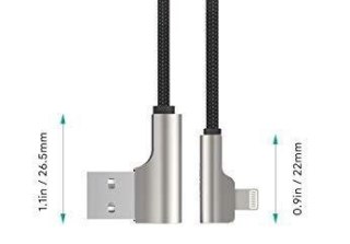 CB-AL01 Black OEM nylonowy kabel USB - Lightning | 2m | wtyki 90 stopni | certyfikat MFi