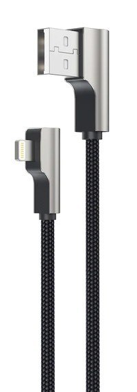 CB-AL04 Czarny OEM nylonowy kabel USB - Lightning | 1m | wtyki 90 stopni | certyfikat MFi CB-AL04 Czarny OEM nylonowy kabel USB - Lightning | 1m | wtyki 90 stopni | certyfikat MFi