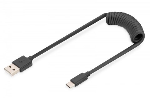 Kabel spiralny USB A/USB C, USB 2.0, PD 60W, max. 1m Czarny Kabel spiralny USB A/USB C, USB 2.0, PD 60W, max. 1m Czarny