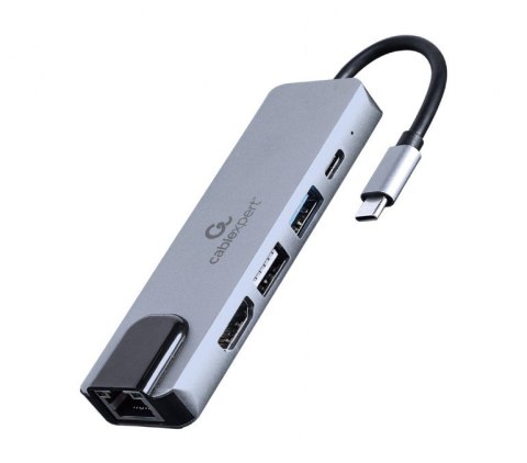 Adapter wieloportowy USB-C 5w1, PD, HDMI, USB 3.1, USB 2.0, LAN Adapter wieloportowy USB-C 5w1, PD, HDMI, USB 3.1, USB 2.0, LAN