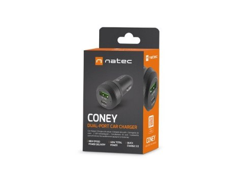 Ładowarka samochodowa Coney 1x USB 1x USB-C QC 3.0 48W Czarna Ładowarka samochodowa Coney 1x USB 1x USB-C QC 3.0 48W Czarna