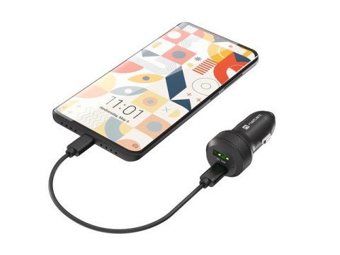 Ładowarka samochodowa Coney 1x USB 1x USB-C QC 3.0 48W Czarna Ładowarka samochodowa Coney 1x USB 1x USB-C QC 3.0 48W Czarna