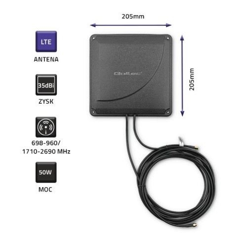 Antena 4G LTE DUAL MIMO booster | 35dBi | 50W | 2xSMA męski Antena 4G LTE DUAL MIMO booster | 35dBi | 50W | 2xSMA męski