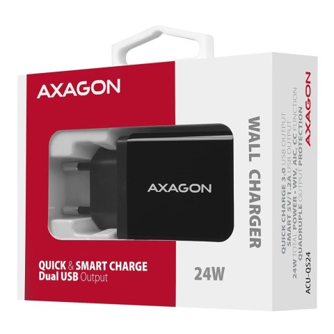 ACU-QS24 Ładowarka sieciowa QC 24W, 2x port USB--A, QC3.0/AFC/FCP + 5V/1.2A ACU-QS24 Ładowarka sieciowa QC 24W, 2x port USB--A, QC3.0/AFC/FCP + 5V/1.2A