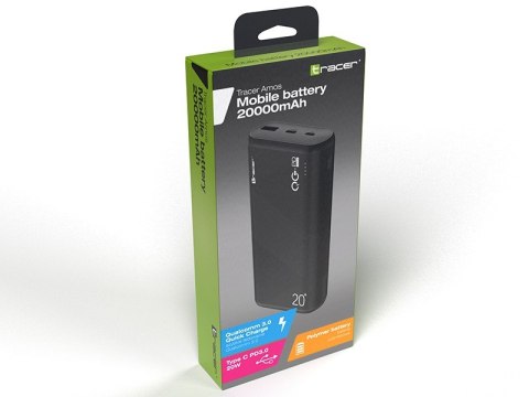Powerbank Amos 20000mAh QC3.0-PD20W BK czarny Powerbank Amos 20000mAh QC3.0-PD20W BK czarny