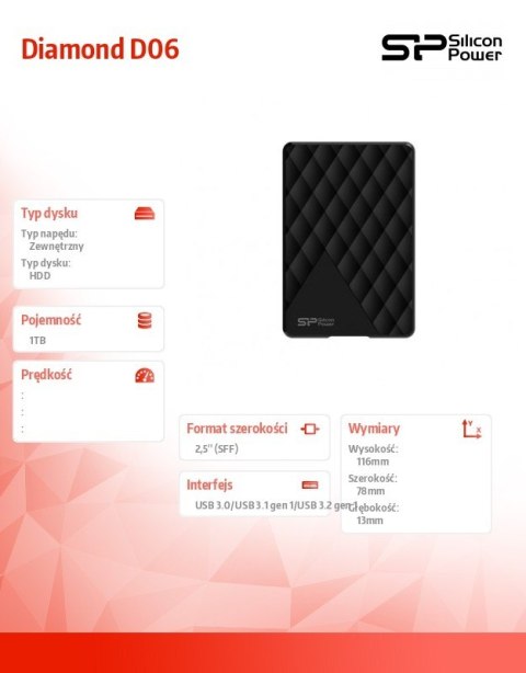 Dysk twardy Diamond D06 1TB USB 3.2 czarny Dysk twardy Diamond D06 1TB USB 3.2 czarny