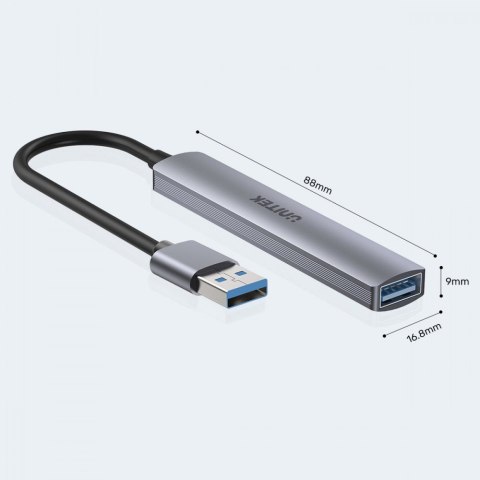Hub USB-A; 3x USB-A 2.0; 1x USB-A 5 Gbps Aluminiowy Hub USB-A; 3x USB-A 2.0; 1x USB-A 5 Gbps Aluminiowy