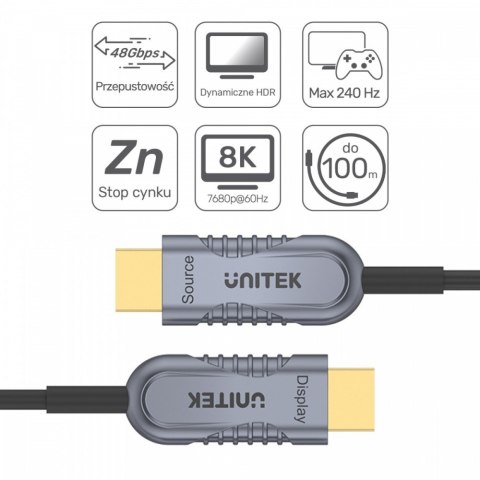 Kabel optyczny HDMI 2.1 AOC 10m 4K60Hz C11028DGY Kabel optyczny HDMI 2.1 AOC 10m 4K60Hz C11028DGY