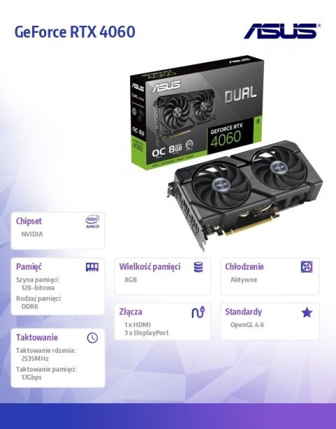 Karta graficzna GeForce RTX 4060 EVO OC 8GB GDDR6 128bit 3DP Karta graficzna GeForce RTX 4060 EVO OC 8GB GDDR6 128bit 3DP