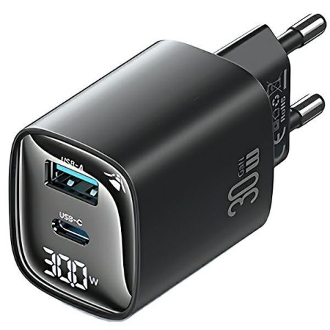 Ładowarka sieciowa 30W GaN LED USB+USB-C CC229 Fast Charging czarna Ładowarka sieciowa 30W GaN LED USB+USB-C CC229 Fast Charging czarna