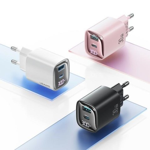 Ładowarka sieciowa 30W GaN LED USB+USB-C CC229 Fast Charging czarna Ładowarka sieciowa 30W GaN LED USB+USB-C CC229 Fast Charging czarna