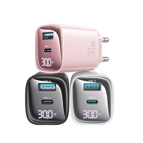 Ładowarka sieciowa 30W GaN LED USB+USB-C CC229 Fast Charging czarna Ładowarka sieciowa 30W GaN LED USB+USB-C CC229 Fast Charging czarna