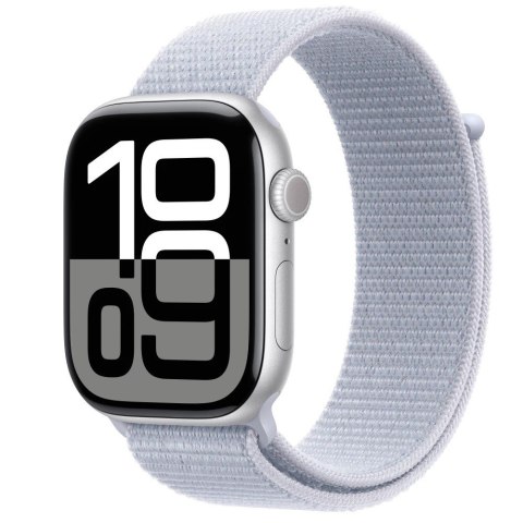 Watch Series 10 GPS, koperta 46 mm z aluminium w kolorze srebrnym z opaską sportową w kolorze błękitnego obłoku Watch Series 10 GPS, koperta 46 mm z aluminium w kolorze srebrnym z opaską sportową w kolorze błękitnego obłoku