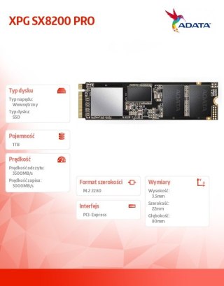 Dysk XPG SX8200 PRO 1TB PCIe 3x4 3.5/3 GB/s M.2