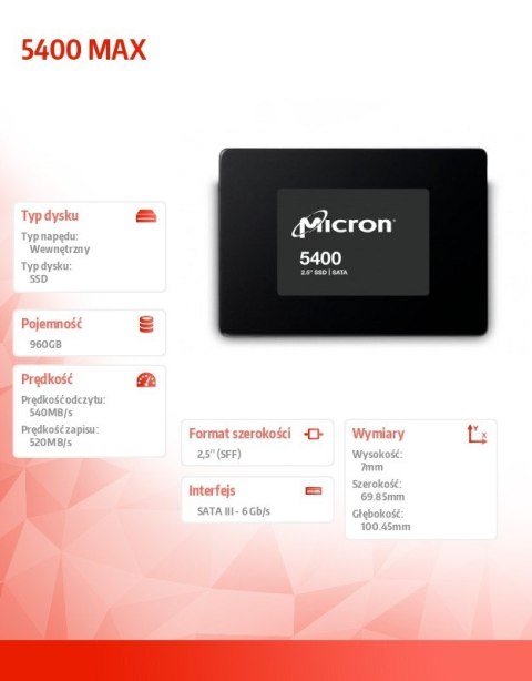 Dysk SSD 5400 MAX 960GB SATA 2.5 7mm Single Pack Dysk SSD 5400 MAX 960GB SATA 2.5 7mm Single Pack