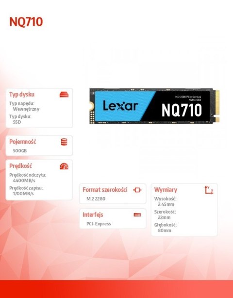 Dysk SSD NQ710 500GB NVMe 4x4 2280 4400/1700MB/s Dysk SSD NQ710 500GB NVMe 4x4 2280 4400/1700MB/s