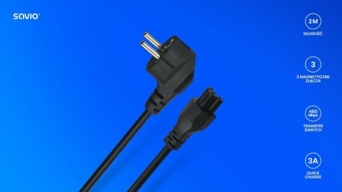 Kabel zasilający koniczynka, 3m, CL-158 Kabel zasilający koniczynka, 3m, CL-158