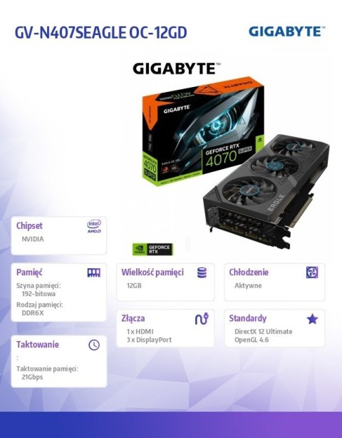 Karta graficzna RTX 4070 SUPER EAGLE OC 12G GDDR6X 192bit 3DP
