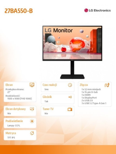 Monitor 27BA550-B 27 cali IPS Full HD 100Hz Monitor 27BA550-B 27 cali IPS Full HD 100Hz