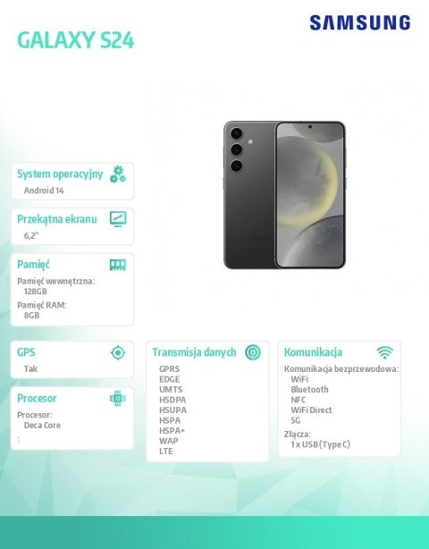 Smartfon GALAXY S24 5G 8/128GB Enterprise Edition Czarny Smartfon GALAXY S24 5G 8/128GB Enterprise Edition Czarny