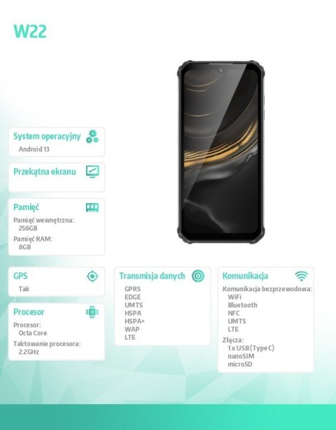 Smartfon WP22 8/256GB 10000 mAh DualSIM czarny