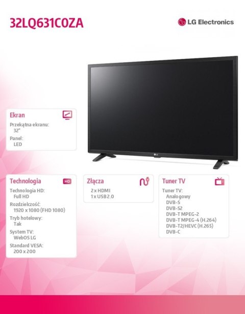 Telewizor LED 32 cale 32LQ631C0ZA Telewizor LED 32 cale 32LQ631C0ZA